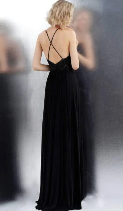 JVN By Jovani Formal Gowns Jovani - JVN68263 Lace Ornate Bodice Criss Cross Back Prom Dress