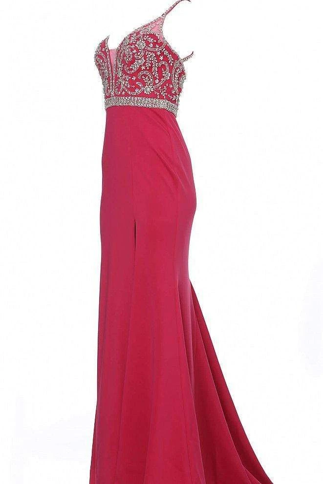 JVN By Jovani Formal Gowns Jovani - JVN68317 Beaded Deep V-neck Mermaid Dress 5 JVN By Jovani Formal Gowns Jovani - JVN68317 Beaded Deep V-neck Mermaid Dress