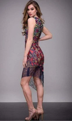Cocktail Dresses Jovani - M52228 Multi Color Embroidered Creative Dress