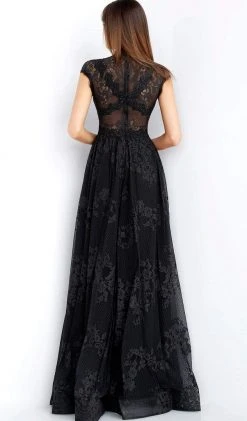 Jovani - M54822 Illusion High Neck Lace A-Line Gown Formal Gowns 10 Jovani - M54822 Illusion High Neck Lace A-Line Gown Formal Gowns