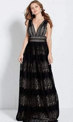 Jovani - M60964 V Neck Empire Flowy A-line Dress