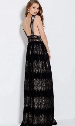 Jovani - M60964 V Neck Empire Flowy A-line Dress