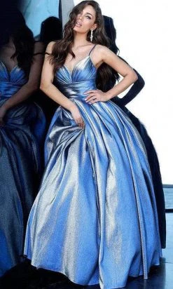 Jovani - Metallic Pleated Sweetheart Ballgown 2094SC - 1 Pc Rose/Gold In Size 16 Available