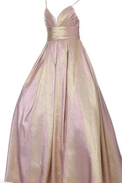Jovani - Metallic Pleated Sweetheart Ballgown 2094SC - 1 Pc Rose/Gold In Size 16 Available
