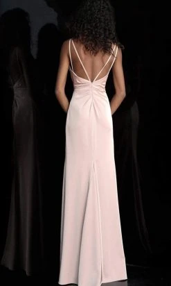 JVN By Jovani Formal Gowns Jovani - Plunging V-Neck Dual Straps Sheath Dress JVN61571SC - 1 Pc Wine In Size 2 Available
