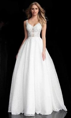 JVN By Jovani Jovani - Plunging V-Neck Embellished Ballgown JVN64105SC - 1 Pc Rasberry In Size 00 Available