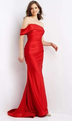 JVN By Jovani Jovani - Ruched Mermaid Gown JVN07640SC - 1 Pc Coral In Size 10 Available