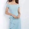 Jovani - Short Sleeves Knee Length Sheath Dress 68767SC - 1 Pc Seafoam In Size 4 Available