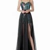 Formal Gowns Jovani - Sleeveless Sheer A-Line Prom Dress 66297SC - 1 Pc Multi In Size 10 Available