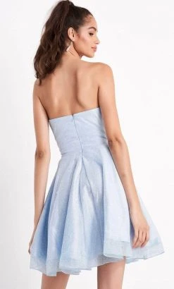 JVN By Jovani Jovani - Straight Across Cocktail Dress JVN04640SC - 2 Pcs Blue In Sizes 4 And 14 Available