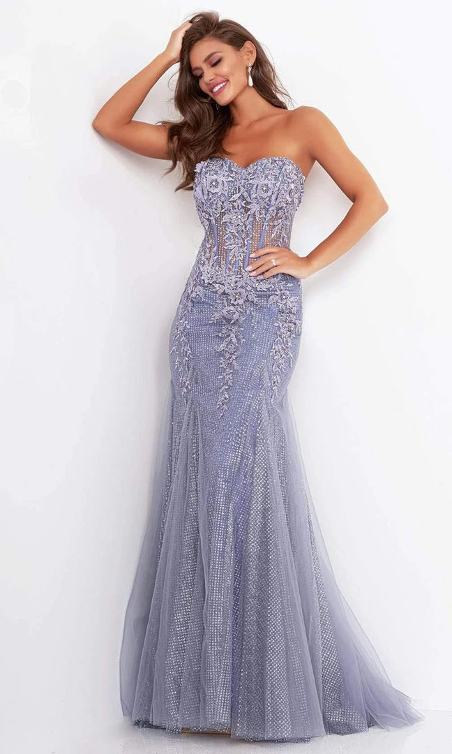 Jovani - Strapless Corset Ornate Mermaid 3623SC - 1 Pc Grey/Purple In Size 6 Available Formal Gowns 5 Jovani - Strapless Corset Ornate Mermaid 3623SC - 1 Pc Grey/Purple In Size 6 Available Formal Gowns