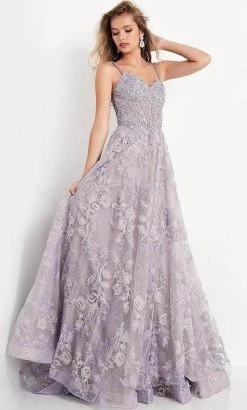 JVN By Jovani Formal Gowns Jovani - Sweetheart Floral Lace Prom Gown JVN06474SC - 1 Pc Lilac In Size 14 Available