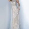 Jovani - Trailing Adorned Bateau Sheath Dress 2352SC - 1 Pc Silver/Nude In Size 4 Available 2 Jovani - Trailing Adorned Bateau Sheath Dress 2352SC - 1 Pc Silver/Nude In Size 4 Available