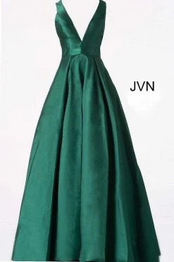 JVN By Jovani Jovani - V Neck Mikado Prom Ballgown With Pleated Skirt JVN47530