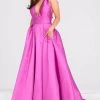 JVN By Jovani Jovani - V Neck Mikado Prom Ballgown With Pleated Skirt JVN47530 1 JVN By Jovani Jovani - V Neck Mikado Prom Ballgown With Pleated Skirt JVN47530