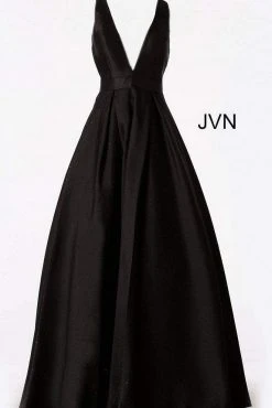 JVN By Jovani Jovani - V Neck Mikado Prom Ballgown With Pleated Skirt JVN47530