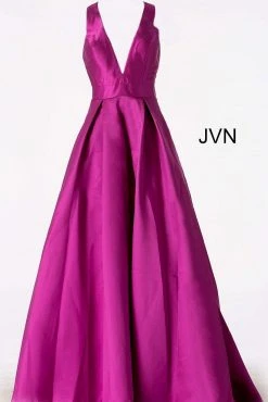 JVN By Jovani Jovani - V Neck Mikado Prom Ballgown With Pleated Skirt JVN47530