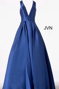 JVN By Jovani Jovani - V Neck Mikado Prom Ballgown With Pleated Skirt JVN47530