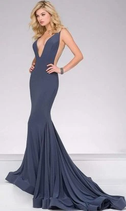 Jovani - V Neckline Long Jersey Prom Dress 46756