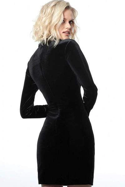 Jovani - Velvet Long Sleeves Cocktail Dress 3043SC - 2 Pc Black In Size 6 Available 4 Jovani - Velvet Long Sleeves Cocktail Dress 3043SC - 2 Pc Black In Size 6 Available