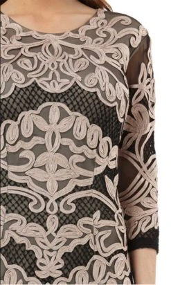 JS Collections - 866225 Quarter Sleeve Soutache Sheath Dress Plus Size Dresses