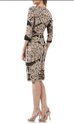 JS Collections - 866225 Quarter Sleeve Soutache Sheath Dress Plus Size Dresses