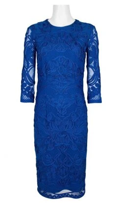 JS Collections - 866225 Quarter Sleeve Soutache Sheath Dress Plus Size Dresses