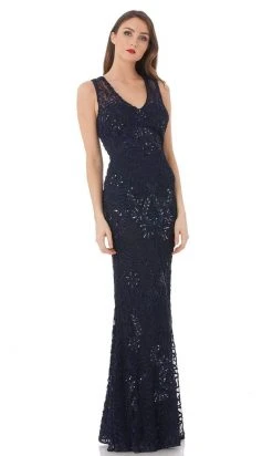 Formal Gowns JS Collections - 866348 Sequined V Neck Dress With Bolero