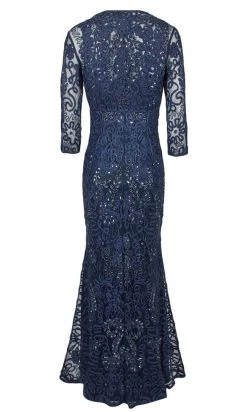 Formal Gowns JS Collections - 866348 Sequined V Neck Dress With Bolero