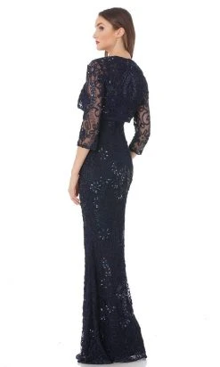 Formal Gowns JS Collections - 866348 Sequined V Neck Dress With Bolero