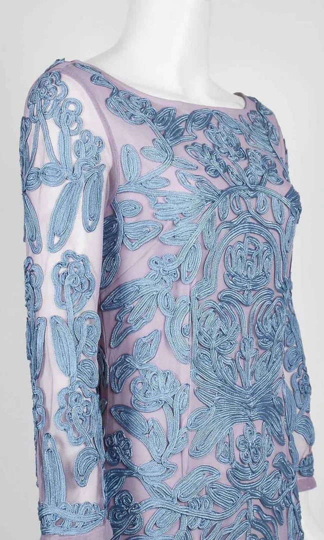 JS Collections - 866567 Sheer Quarter Sleeve Soutache Sheath Dress 5 JS Collections - 866567 Sheer Quarter Sleeve Soutache Sheath Dress