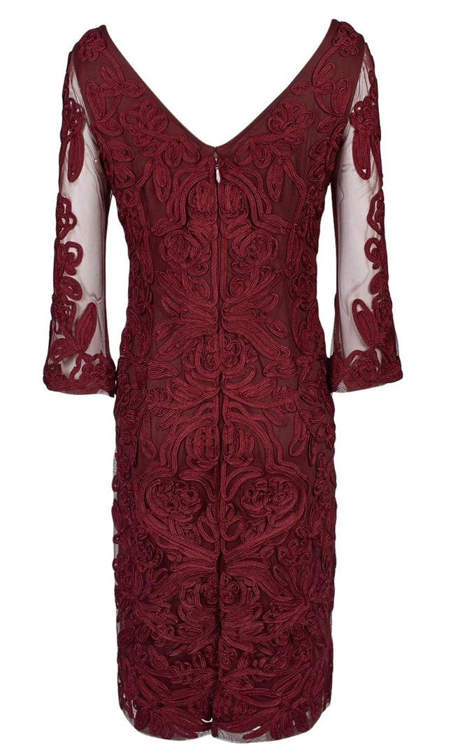 JS Collections - 866567 Sheer Quarter Sleeve Soutache Sheath Dress 8 JS Collections - 866567 Sheer Quarter Sleeve Soutache Sheath Dress
