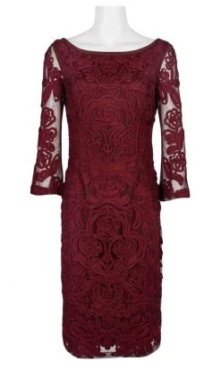 JS Collections - 866567 Sheer Quarter Sleeve Soutache Sheath Dress 13 JS Collections - 866567 Sheer Quarter Sleeve Soutache Sheath Dress