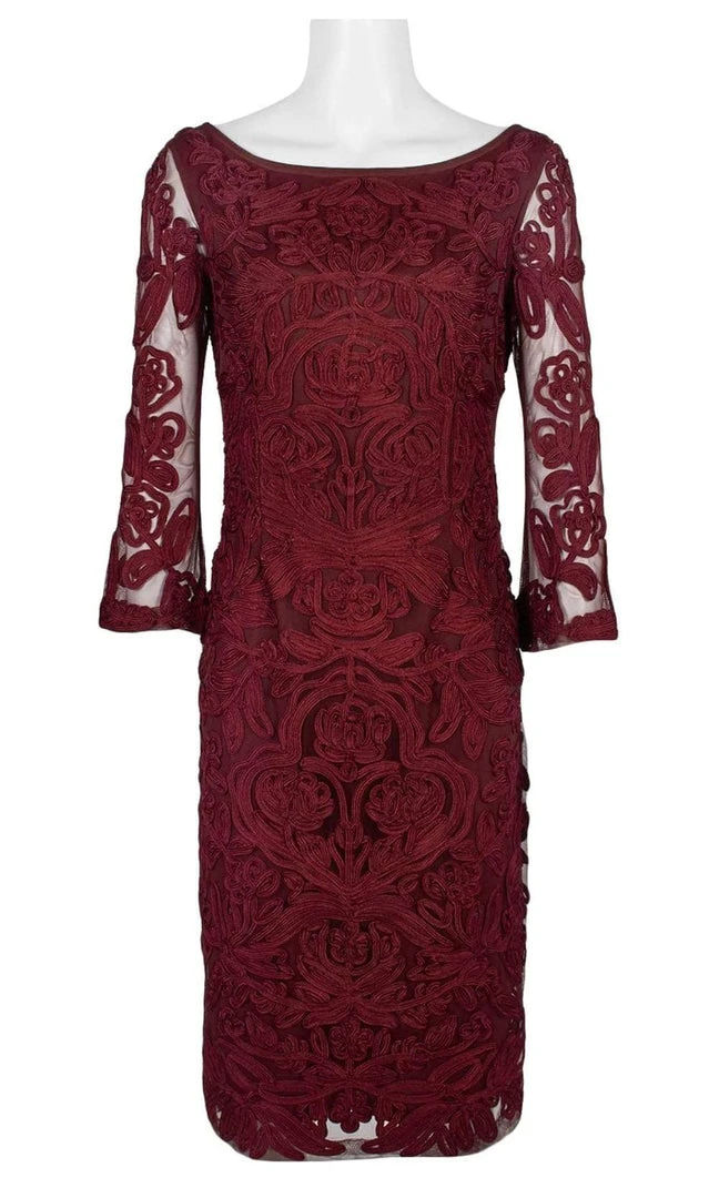 JS Collections - 866567 Sheer Quarter Sleeve Soutache Sheath Dress 7 JS Collections - 866567 Sheer Quarter Sleeve Soutache Sheath Dress