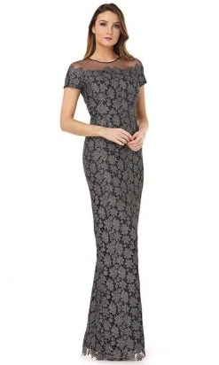 Formal Gowns JS Collections - 866683 Floral Lace Illusion Jewel Sheath Dress