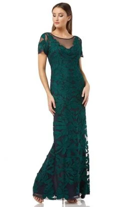 Formal Gowns JS Collections - 866747 Illusion Neckline Soutache Long Sheath Gown