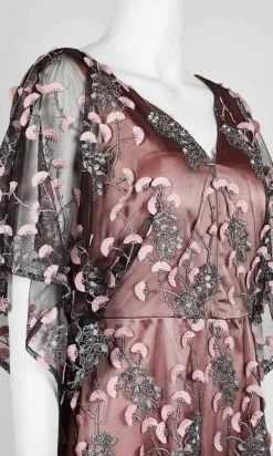 JS Collections - 866927 Kimono Sleeve Embroidered V-Neck Dress 5 JS Collections - 866927 Kimono Sleeve Embroidered V-Neck Dress