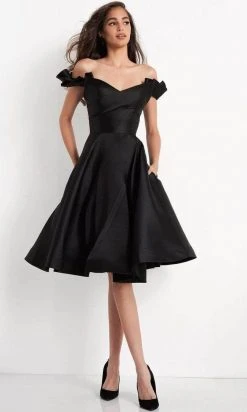 JVN By Jovani - Sweetheart Mikado Cocktail Dress JVN04718SC - 1 Pc Black In Size 14 Available Cocktail Dresses