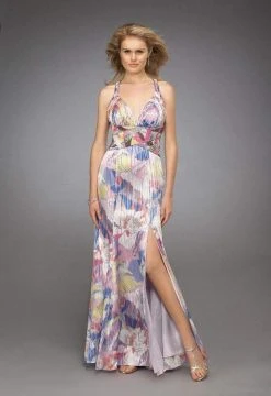 La Femme - 12371 Sleeveless Ruched V-neck A-line Dress Formal Gowns