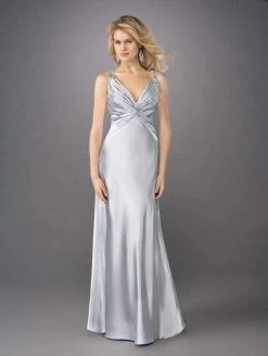 La Femme - 12396 Ruched V-neck Long A-line Dress Formal Gowns