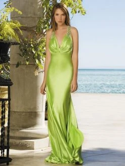 La Femme - 12690 Beaded Strap V-Neck Satin Prom Dress