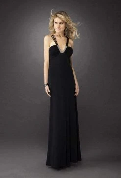La Femme - 12735 Jeweled Multi-Strap V-Neck Long Evening Dress Formal Gowns
