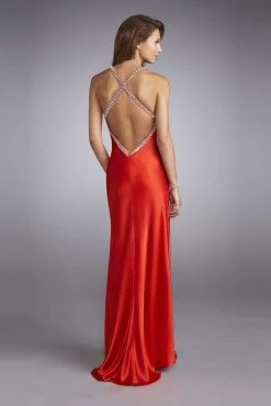 La Femme - 13186 Bejeweled Strap Cowl Neck Sheath Dress Formal Gowns