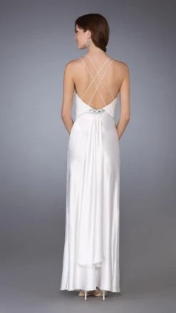 La Femme - 13308 Sensational Bejeweled V-Neck Sheath Dress Formal Gowns