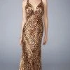 Formal Gowns La Femme - 13375 Gorgeous Printed V-Neck Sheath Dress