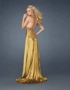 La Femme - 13704 Gorgeous Beaded Halter Neck A-Line Dress Formal Gowns 5 La Femme - 13704 Gorgeous Beaded Halter Neck A-Line Dress Formal Gowns