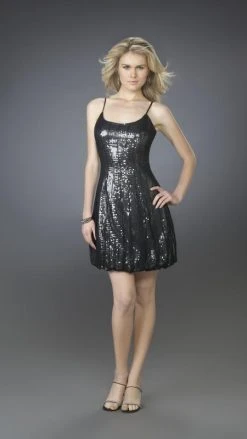 La Femme - 14021 Simple Evening Mini Dress With Bubble Skirt