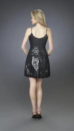 La Femme - 14021 Simple Evening Mini Dress With Bubble Skirt