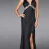 Formal Gowns La Femme - 14196 Silk Prom Dress With Printed Belt And Back Design 2 Formal Gowns La Femme - 14196 Silk Prom Dress With Printed Belt And Back Design