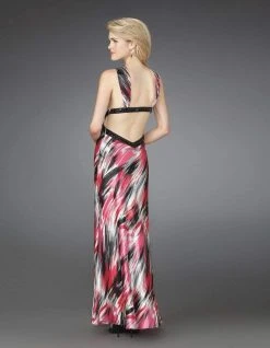 Formal Gowns La Femme - 14209 Printed Halter Elegant Dress With Cut-Outs